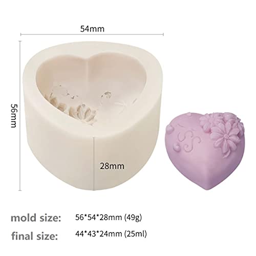 ESEDAGE 4 Pack Heart Resin Rose Flower Silicone Mold for Candle, Cake, Soap, Candy - Round Shape - Image 5
