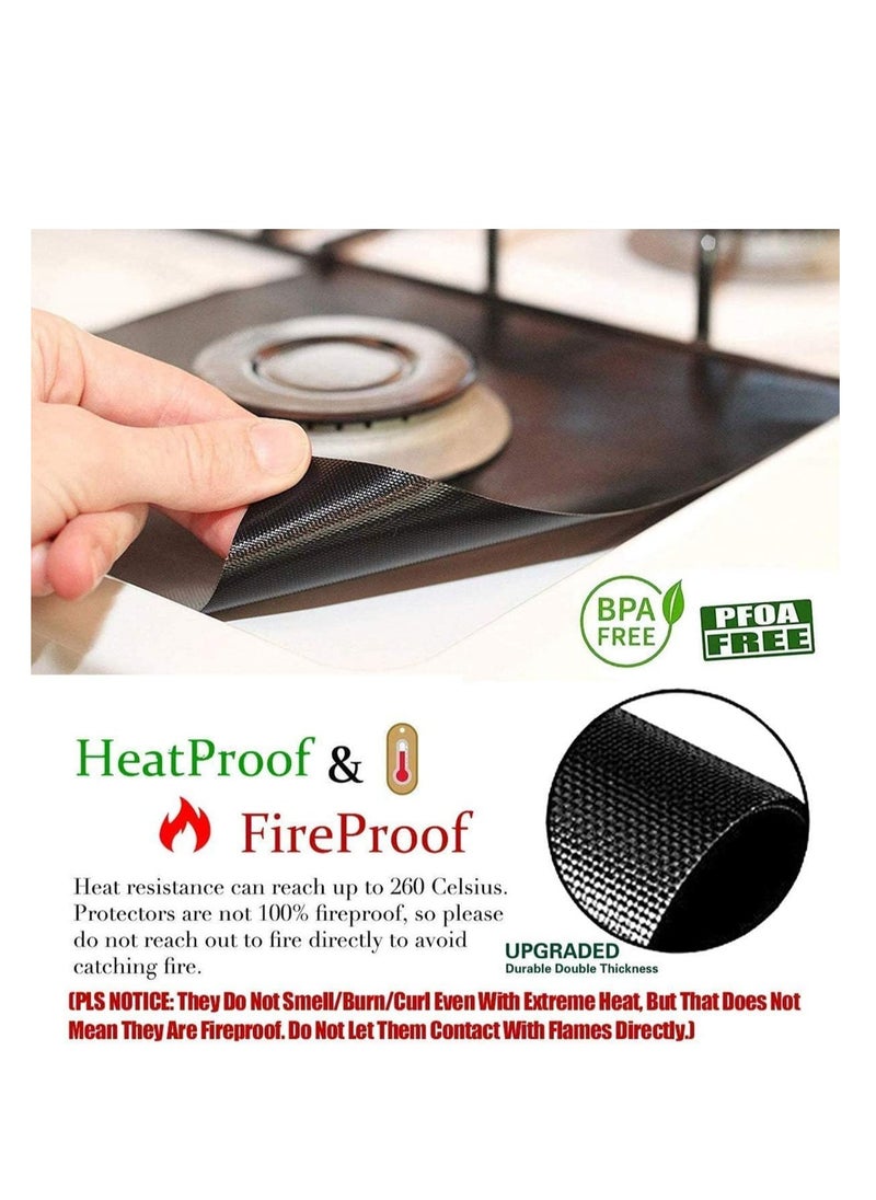 Gas Stove Burner Covers, Stove Burner Liners, 4 Pack Non-Stick REUSable Gas Range Protectors Covers Heat-Resistant, One Size
