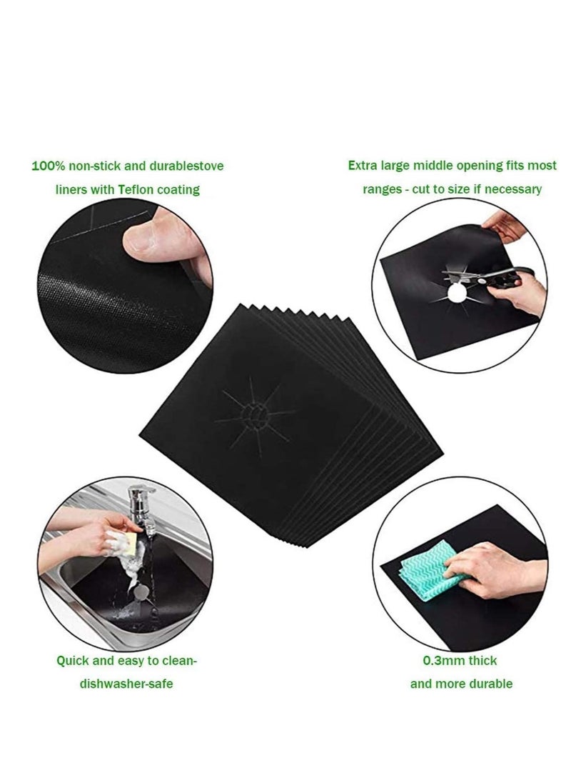 Gas Stove Burner Covers, Stove Burner Liners, 4 Pack Non-Stick REUSable Gas Range Protectors Covers Heat-Resistant, One Size
