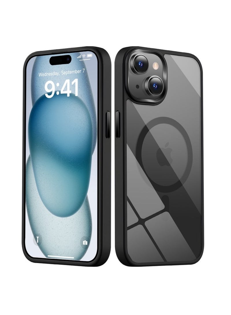 INFOSUN iPhone 15 Plus MagSafe Case Cover Slim thin Anti-Yellow Shockproof Protection Hard Scratch-Resistant Back Grade Clear Case for Apple iPhone 15 Plus 6.7 inch - Black - Image 4