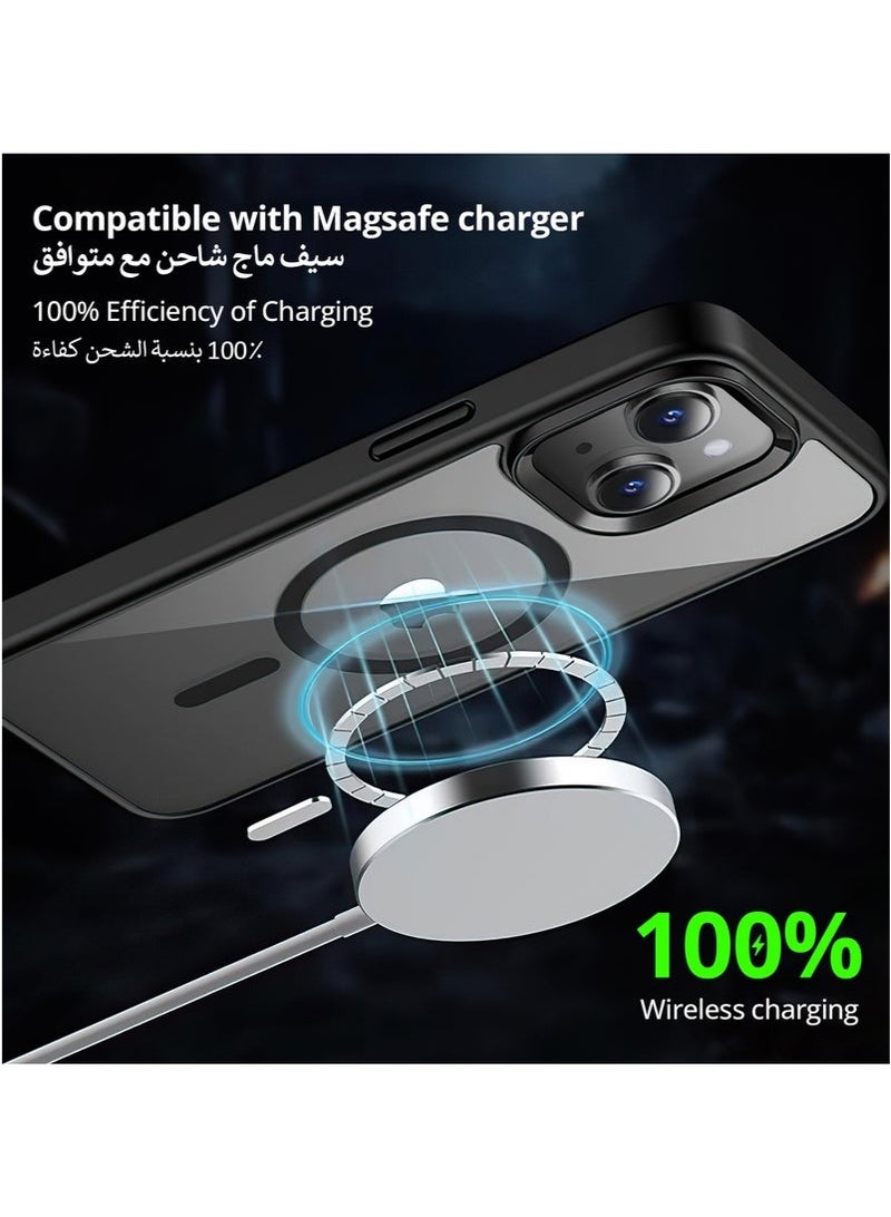INFOSUN iPhone 15 Plus MagSafe Case Cover Slim thin Anti-Yellow Shockproof Protection Hard Scratch-Resistant Back Grade Clear Case for Apple iPhone 15 Plus 6.7 inch - Black - Image 3