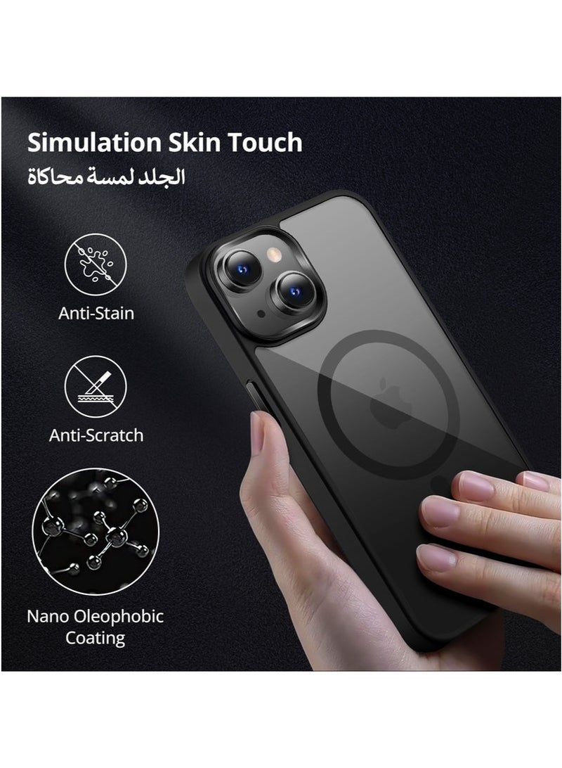INFOSUN iPhone 15 Plus MagSafe Case Cover Slim thin Anti-Yellow Shockproof Protection Hard Scratch-Resistant Back Grade Clear Case for Apple iPhone 15 Plus 6.7 inch - Black - Image 5