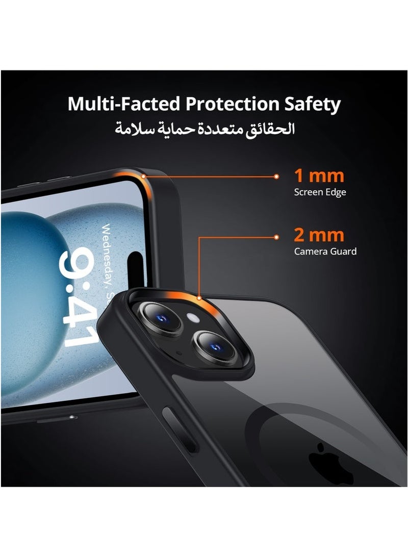 INFOSUN iPhone 15 Plus MagSafe Case Cover Slim thin Anti-Yellow Shockproof Protection Hard Scratch-Resistant Back Grade Clear Case for Apple iPhone 15 Plus 6.7 inch - Black - Image 2
