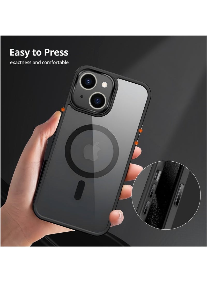 INFOSUN iPhone 15 Plus MagSafe Case Cover Slim thin Anti-Yellow Shockproof Protection Hard Scratch-Resistant Back Grade Clear Case for Apple iPhone 15 Plus 6.7 inch - Black - Image 1