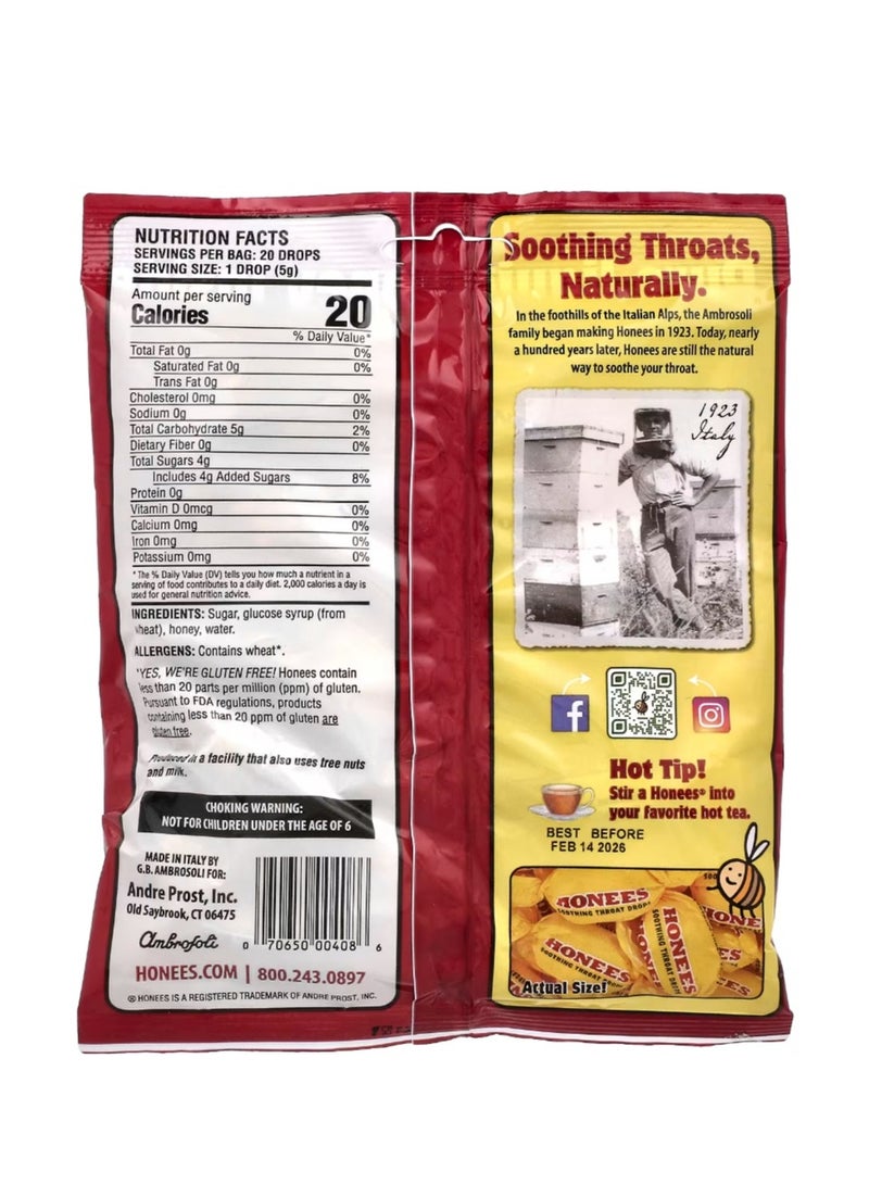Honees Soothing Throat Drops Honey 20 King Size Drops 3.5 oz (100 g)  - Image 2
