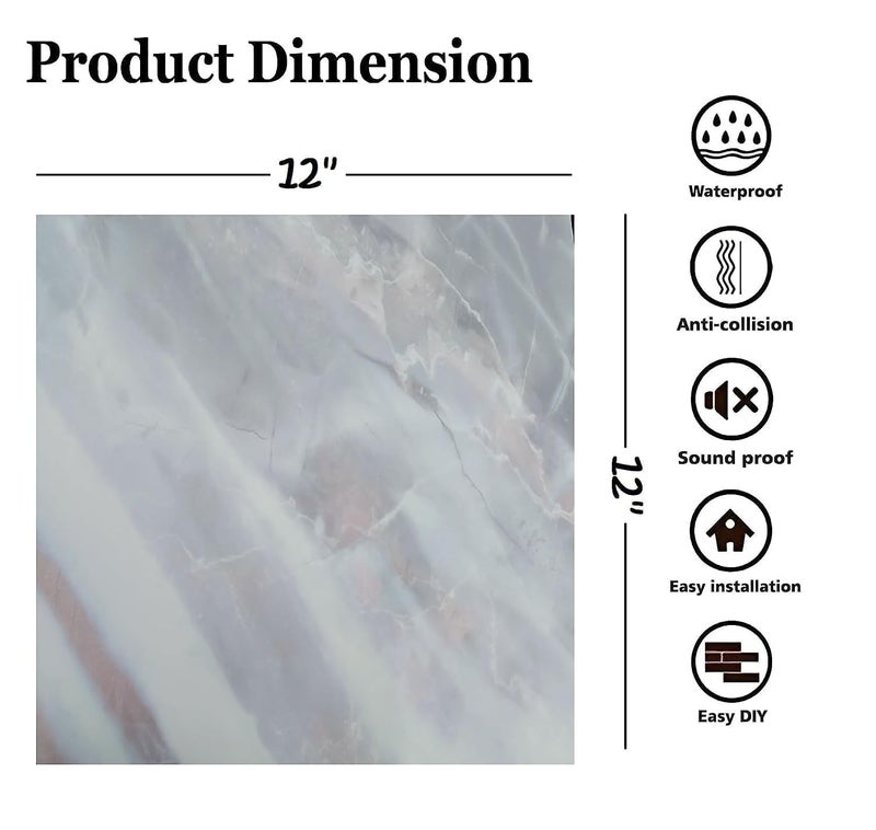 DOYKLI Marble Vinyl Peel and Stick Floor Tile 4 PCS Stick on Tile Flooring Waterproof SelfAdhesive Removable Vinyl Floor Tile Sticker for Bathroom Bedroom Living Room 12x12 White Grey - Image 4