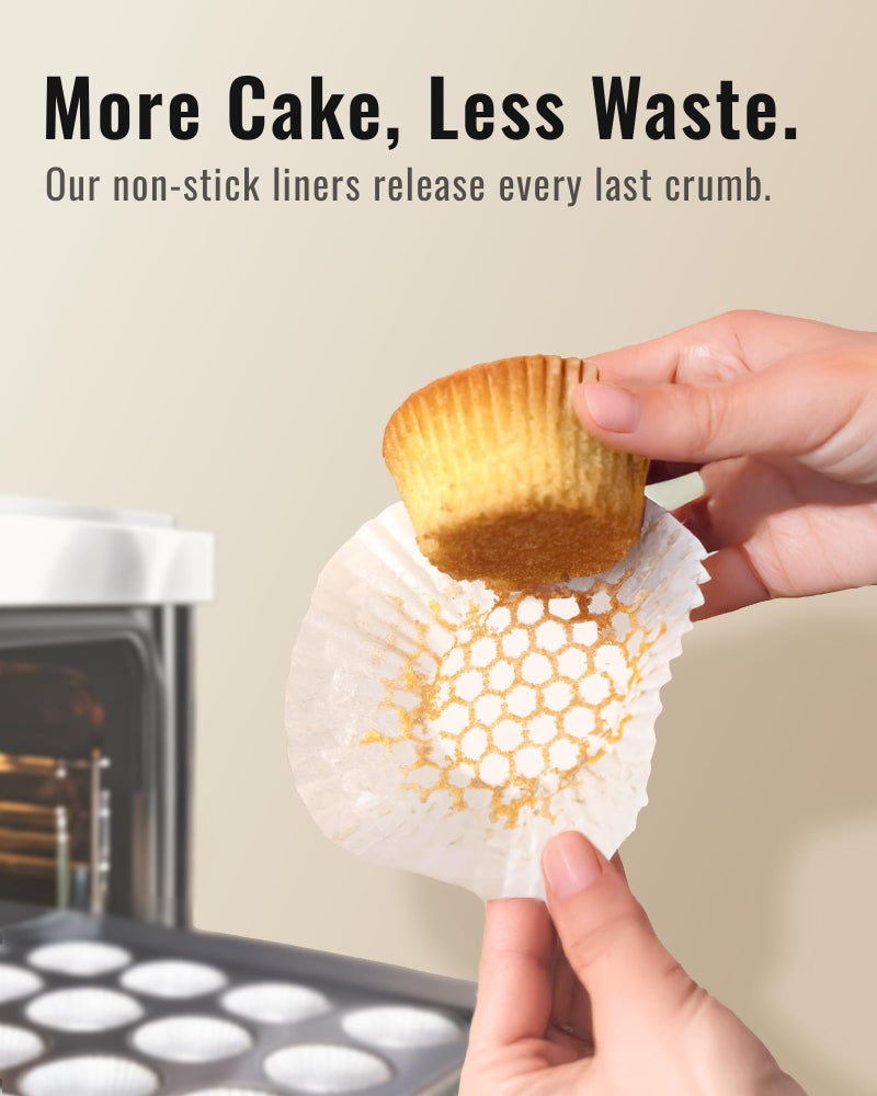 Bake Choice 200pcs Standard White Cupcake Liners for Baking, Upgraded Natural Muffin Liners, Balance Non-Stick & Non-Slip, Greaseproof Parchment Paper, Cupcake Wrapper for Party, Wedding, Christmas - Image 2
