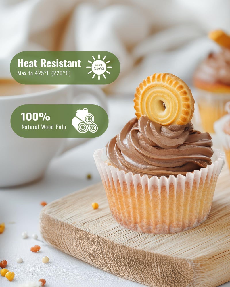 Bake Choice 200pcs Standard White Cupcake Liners for Baking, Upgraded Natural Muffin Liners, Balance Non-Stick & Non-Slip, Greaseproof Parchment Paper, Cupcake Wrapper for Party, Wedding, Christmas - Image 5