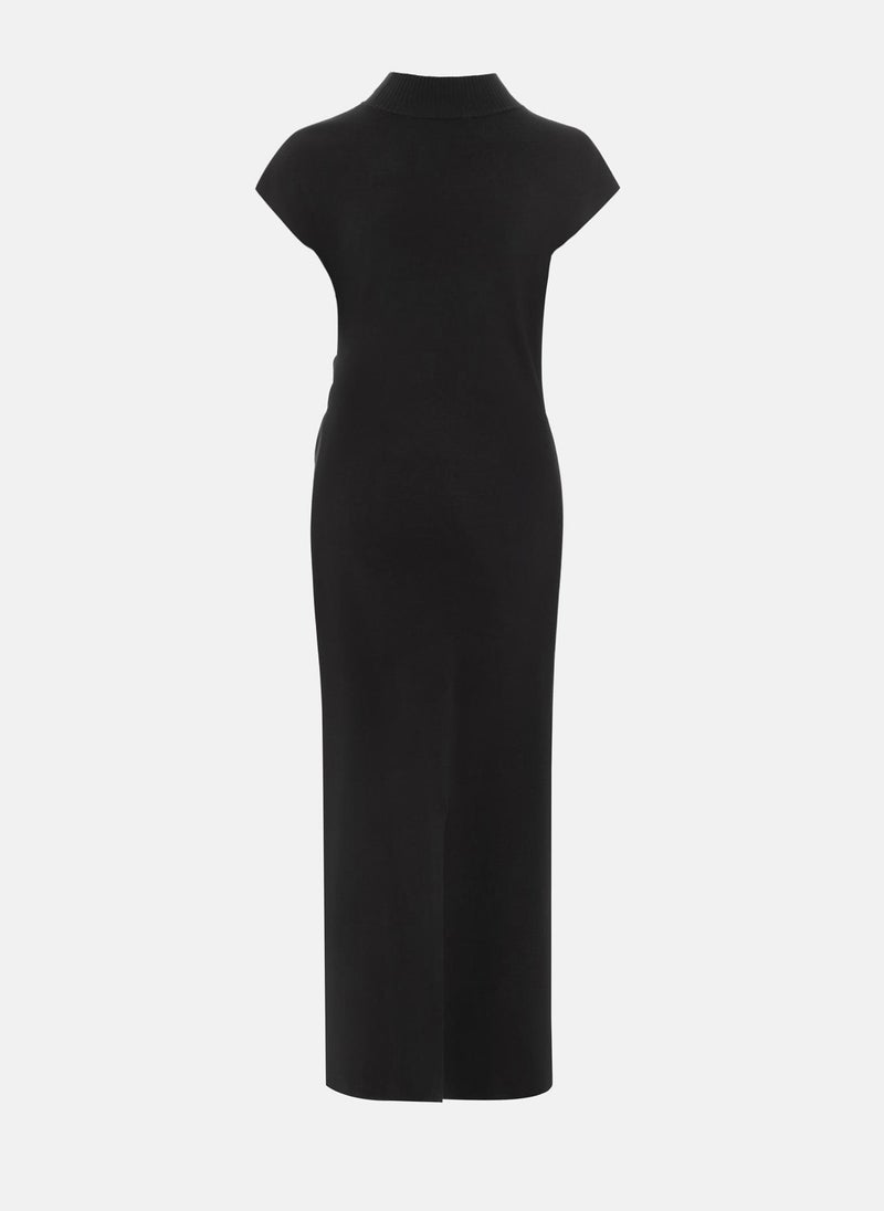 Lichi Knitted midi dress with stand-up collar and asymmetric gathers - Image 3