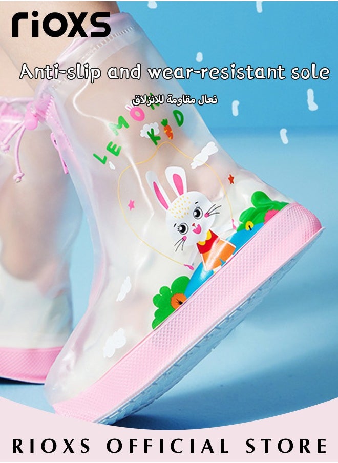 RIOXS Rain Boot For Boys Girls,Waterproof Shoes Covers,Kids Waterproof Rain Shoe Cover Galoshes,PVC Rubber Sole Reusable Rain Snow Boots,Non-Slip Overshoes For Cycling Outdoor Camping Fishing Garden Travel  - Image 3