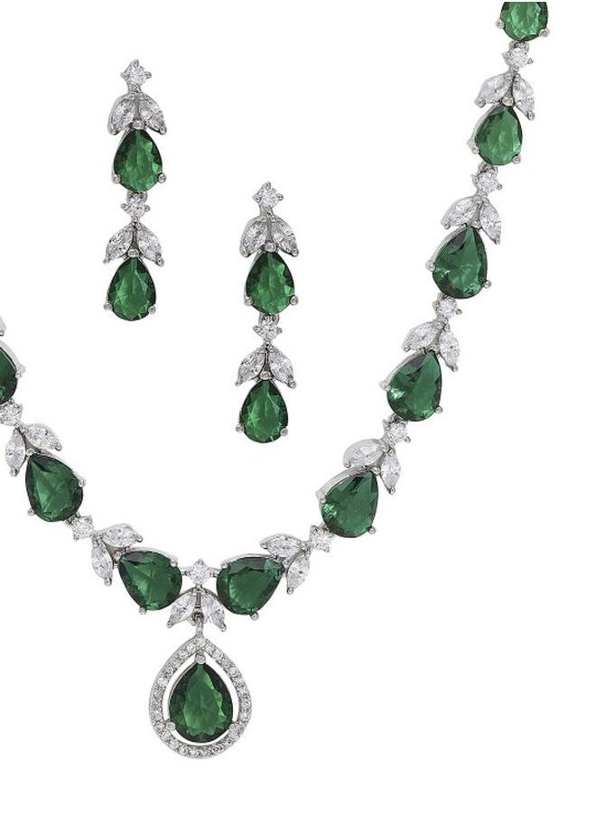 Priyaasi Western Women Green Brass Jewellery Set with pattern and secured with closure and styled in ideal for Western moments — a must-have for your statement wardrobe.  - Image 3