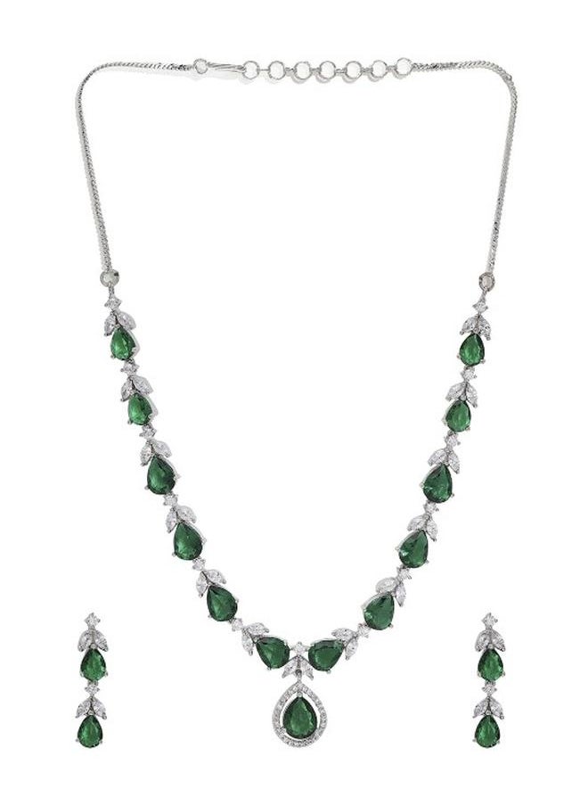 Priyaasi Western Women Green Brass Jewellery Set with pattern and secured with closure and styled in ideal for Western moments — a must-have for your statement wardrobe.  - Image 4