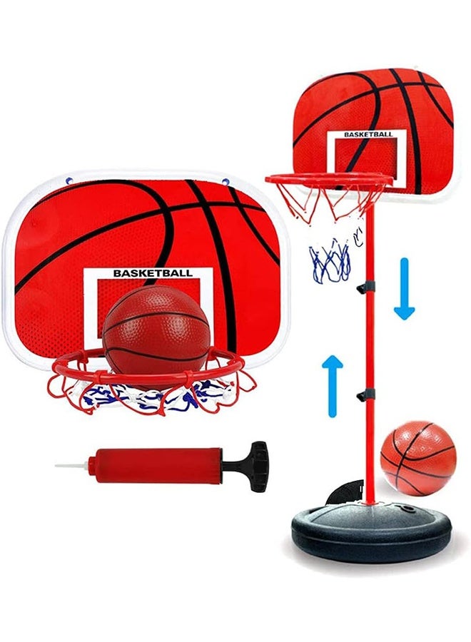 حامل كرة سلة للأطفال ، ألعاب رياضية للأطفال ، عالمي داخلي وخارجي ، ارتفاع قابل للتعديل ، آمن ومستقر ، سهل التجميع ، سلة كرة سلة للأطفال ، 29*7 * 150 سنتيمتر أحمر - Image 1