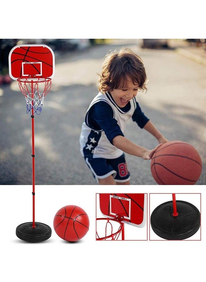 حامل كرة سلة للأطفال ، ألعاب رياضية للأطفال ، عالمي داخلي وخارجي ، ارتفاع قابل للتعديل ، آمن ومستقر ، سهل التجميع ، سلة كرة سلة للأطفال ، 29*7 * 150 سنتيمتر أحمر - Image 2