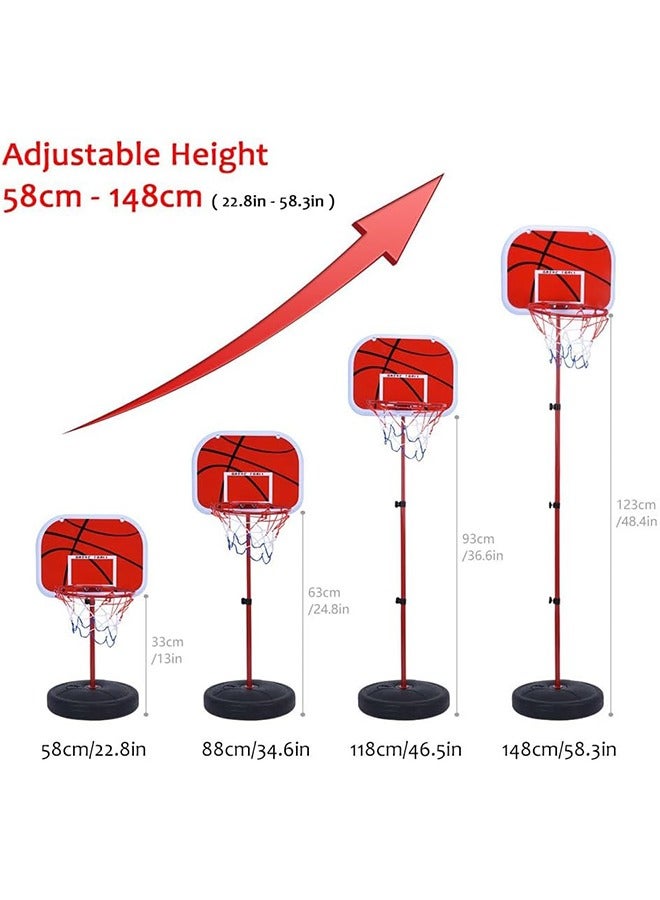 حامل كرة سلة للأطفال ، ألعاب رياضية للأطفال ، عالمي داخلي وخارجي ، ارتفاع قابل للتعديل ، آمن ومستقر ، سهل التجميع ، سلة كرة سلة للأطفال ، 29*7 * 150 سنتيمتر أحمر - Image 3