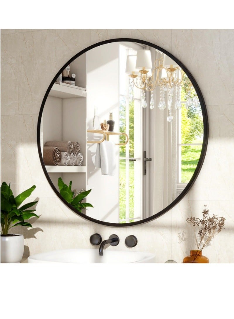 اكسيسن مرآة مكياج مستديرة 60 سم، مرآة حمام، مرايا مثبتة على الحائط، مرايا للتزيين والتجميل ， مرآة حائط ذات إطار مدخل للحائط، الحمام، غرفة النوم، غرفة النوم، غرفة الملابس، غرفة الملابس - Image 1