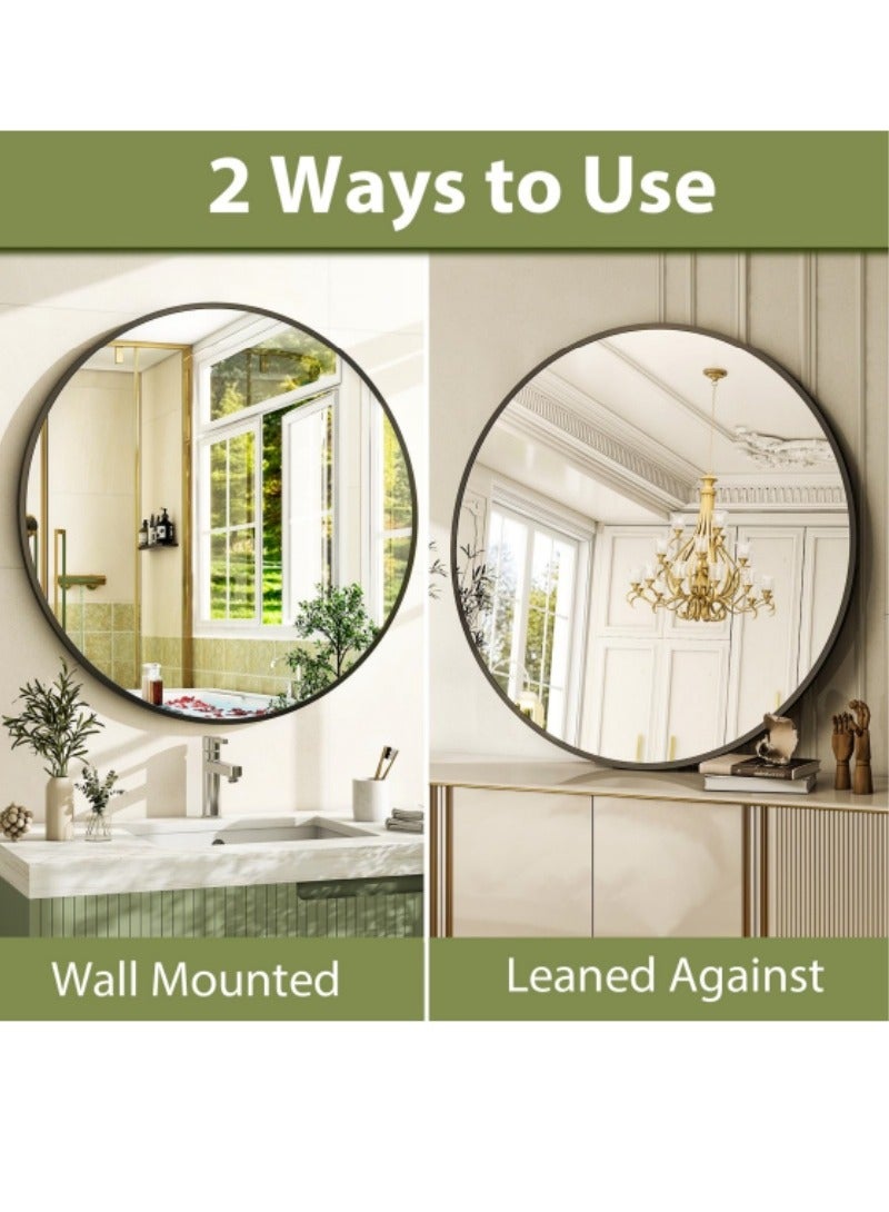 اكسيسن مرآة مكياج مستديرة 60 سم، مرآة حمام، مرايا مثبتة على الحائط، مرايا للتزيين والتجميل ， مرآة حائط ذات إطار مدخل للحائط، الحمام، غرفة النوم، غرفة النوم، غرفة الملابس، غرفة الملابس - Image 2