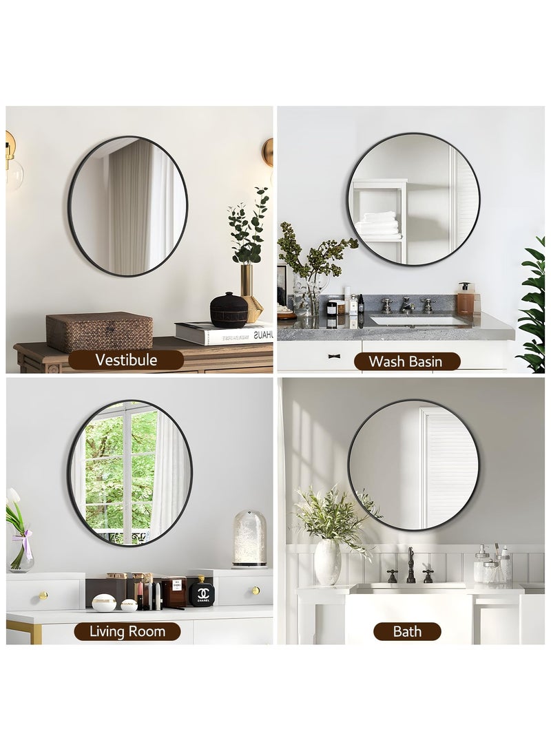 اكسيسن مرآة مكياج مستديرة 60 سم، مرآة حمام، مرايا مثبتة على الحائط، مرايا للتزيين والتجميل ， مرآة حائط ذات إطار مدخل للحائط، الحمام، غرفة النوم، غرفة النوم، غرفة الملابس، غرفة الملابس - Image 4