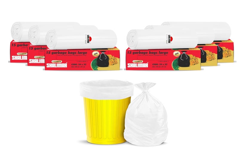 shalimar Shalimar Premium Lavender Fragrance Scented Garbage Bags Large Size 24x32 Inches90 Bags Pack of 6 Rolls with 15 Bags Each for Dustbin BagTrash Bag White Perforated Box for Easy Dispensing  - Image 1