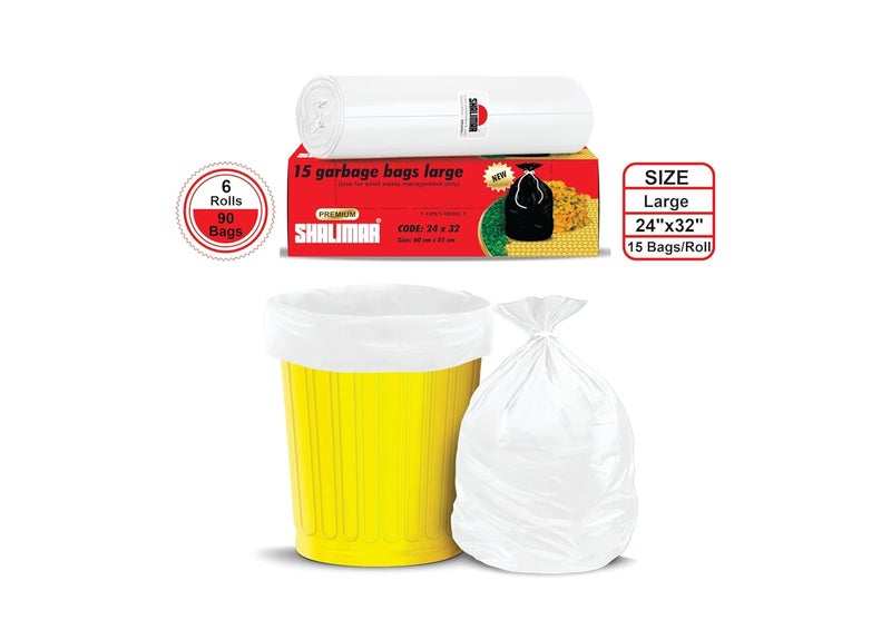 shalimar Shalimar Premium Lavender Fragrance Scented Garbage Bags Large Size 24x32 Inches90 Bags Pack of 6 Rolls with 15 Bags Each for Dustbin BagTrash Bag White Perforated Box for Easy Dispensing  - Image 4