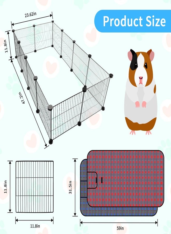 Midollarle Pet Playpen with Mat, Small Animal Cage with Mat, Guinea Pig Cages, Puppy Pen for Indoors with Colorful Mat, 12 Panels Interior Metal Wire Yard Fence - Image 2