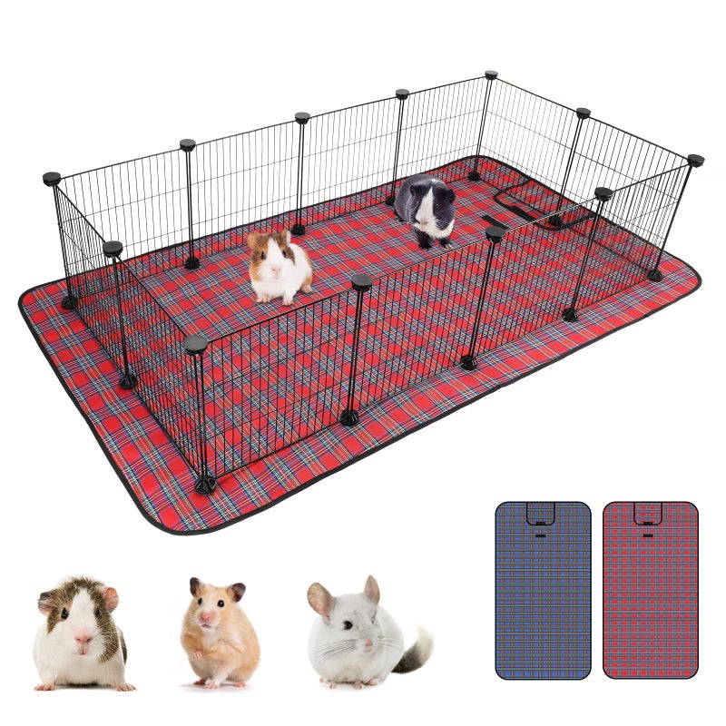 Midollarle Pet Playpen with Mat, Small Animal Cage with Mat, Guinea Pig Cages, Puppy Pen for Indoors with Colorful Mat, 12 Panels Interior Metal Wire Yard Fence - Image 1
