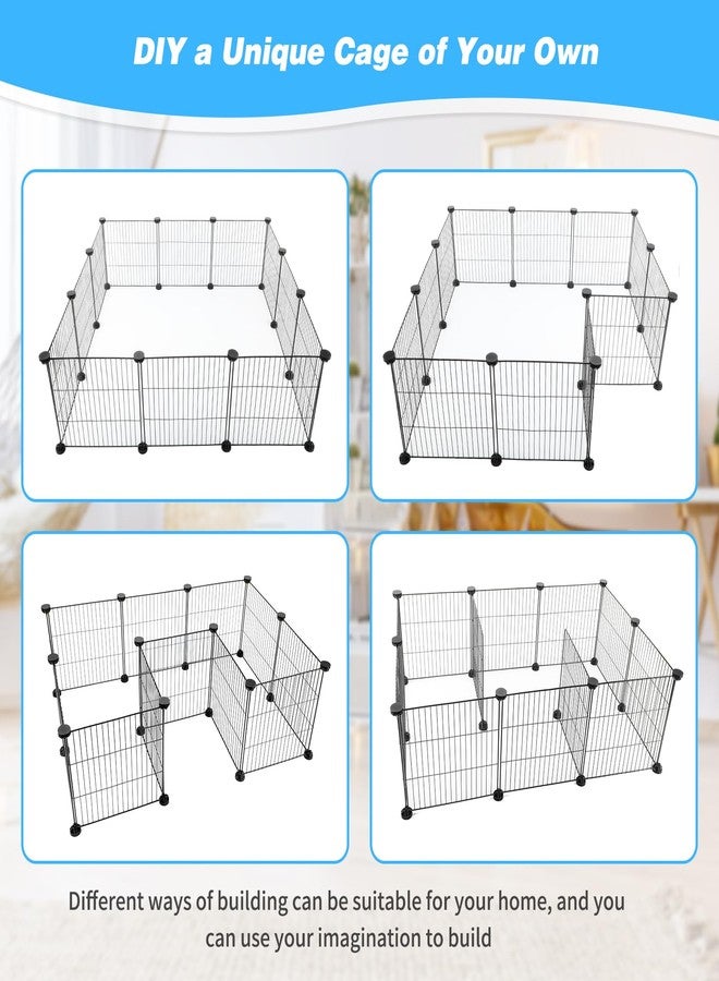Midollarle Pet Playpen with Mat, Small Animal Cage with Mat, Guinea Pig Cages, Puppy Pen for Indoors with Colorful Mat, 12 Panels Interior Metal Wire Yard Fence - Image 5