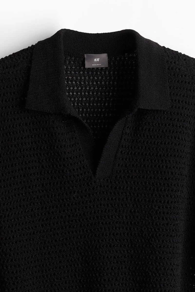 H&M Loose Fit Hole-knit polo shirt