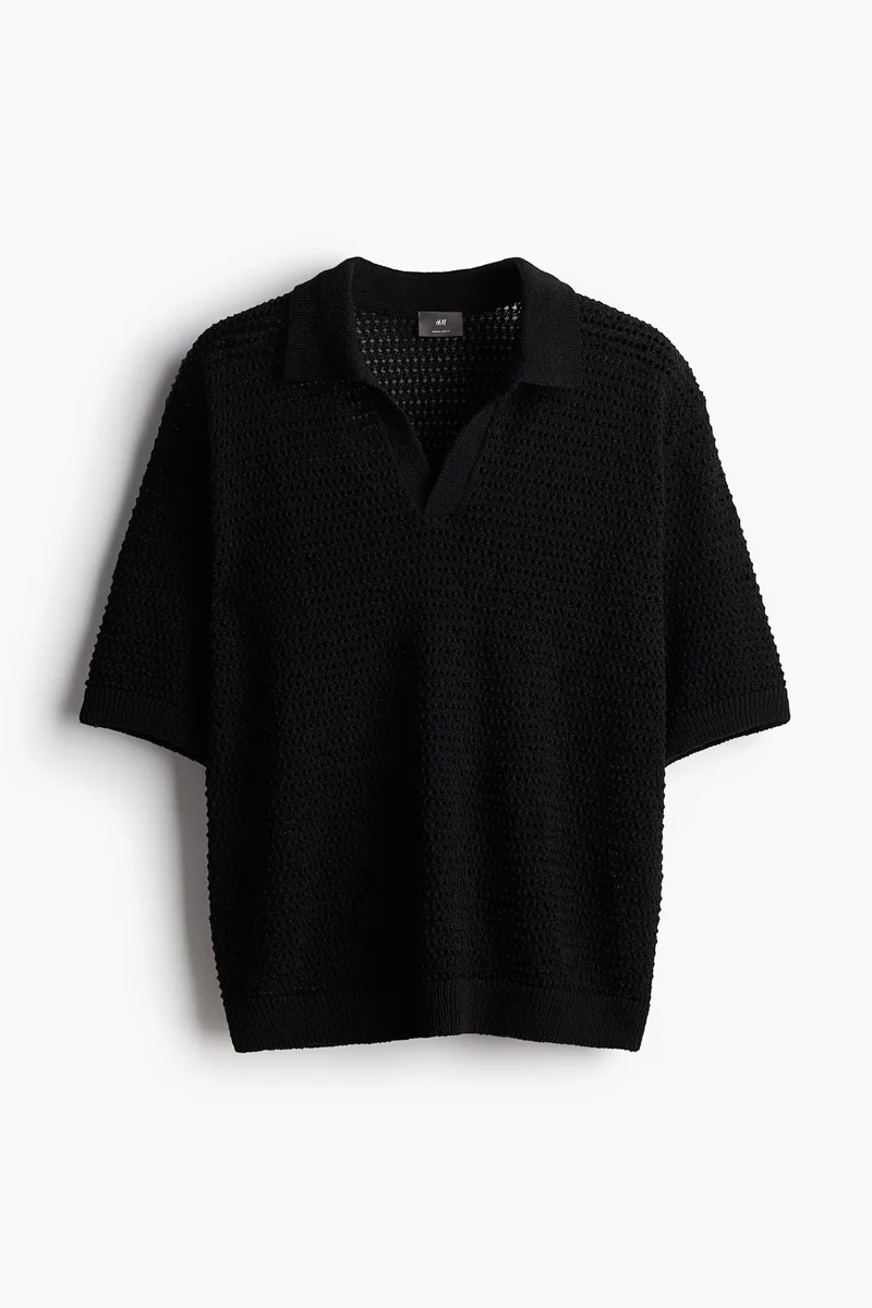 H&M Loose Fit Hole-knit polo shirt