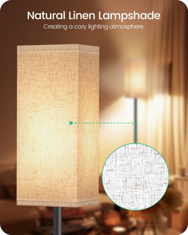 GOEBLESON 2 Pack Floor Lamp, Pole Lamp with Foot Switch, Modern Standing Lamp Lampshade, Minimalist Freestanding Lamp (Bulb Not Included), for Living Room, Bedroom Office, Black and Beige E07LDP205 - Image 4