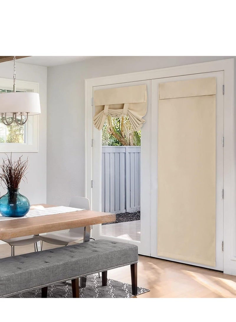 Light-blocking Door Curtain, Non-Punching Self-Adhesive Velcro Curtains, French Door Privacy Curtains, Stylish Thermal Insulated Tie-Up Shades for Bedroom (Beige 30 W*40 L) - Image 4