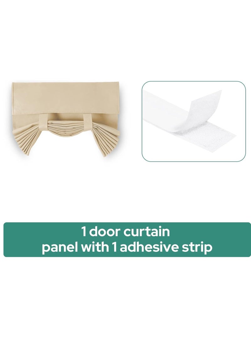 Light-blocking Door Curtain, Non-Punching Self-Adhesive Velcro Curtains, French Door Privacy Curtains, Stylish Thermal Insulated Tie-Up Shades for Bedroom (Beige 30 W*40 L) - Image 3