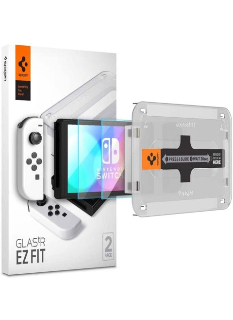 GLAStR EZ FIT [2 Pack] for Nintendo Switch (OLED model) Screen Protector Premium Tempered Glass