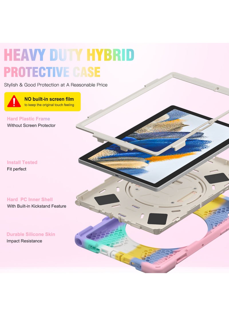 Rock Pow Cover Case For Galaxy Tab A8 10.5 inch 2022 (X200/X205/X207) Heavy Duty Shockproof Case Protective Cover with 360 Rotating Kickstand/Handle Grip Rugged Case for Samsung Galaxy Tab A8 10.5 inch 2022  - Image 4