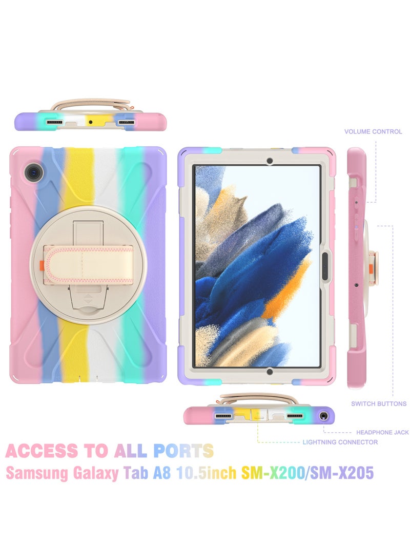 Rock Pow Cover Case For Galaxy Tab A8 10.5 inch 2022 (X200/X205/X207) Heavy Duty Shockproof Case Protective Cover with 360 Rotating Kickstand/Handle Grip Rugged Case for Samsung Galaxy Tab A8 10.5 inch 2022  - Image 2