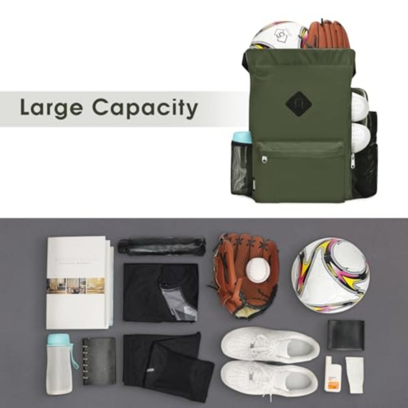 Drawstring Backpack Sports Gym Bag with Shoes Compartment Water-Resistant Cinch Backpack for Women and Men Lightweight Polyester 25L Capacity Black - Image 4