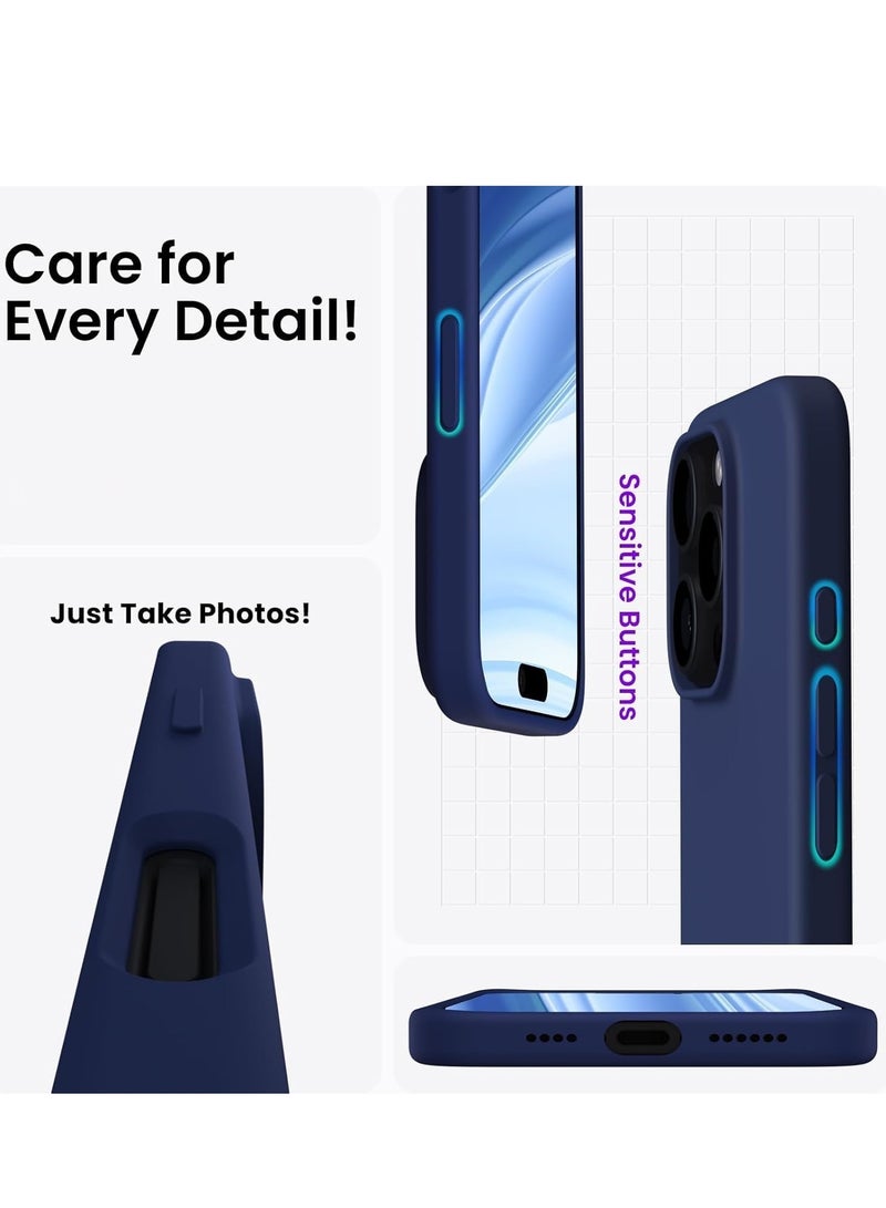 ELTRAZONE "iPhone 16 Pro Max Soft Liquid Silicone Case - Shockproof Full Body Protection with Matte Finish & Microfiber Lining (Blue)" - Image 4