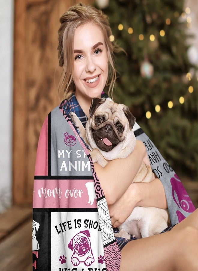 Yufrtck Pug Gifts Blankets 60'' x 50'', Pug Gifts for Pugs Lovers, Pugs Gift for Girls/Women/Owners/Mom, Gift for Dog Mom - Image 2