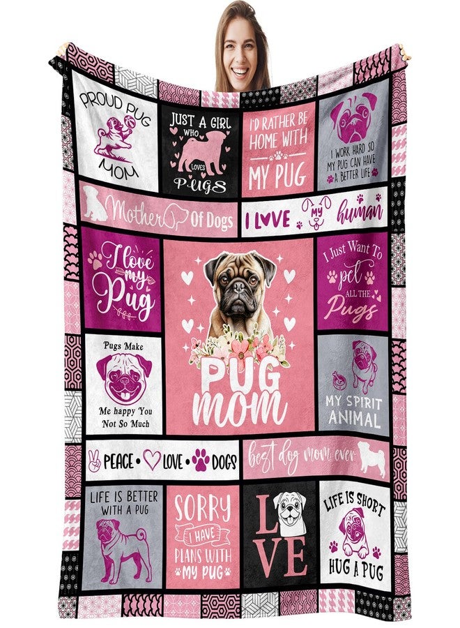 Yufrtck Pug Gifts Blankets 60'' x 50'', Pug Gifts for Pugs Lovers, Pugs Gift for Girls/Women/Owners/Mom, Gift for Dog Mom - Image 1