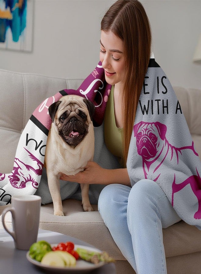 Yufrtck Pug Gifts Blankets 60'' x 50'', Pug Gifts for Pugs Lovers, Pugs Gift for Girls/Women/Owners/Mom, Gift for Dog Mom - Image 3