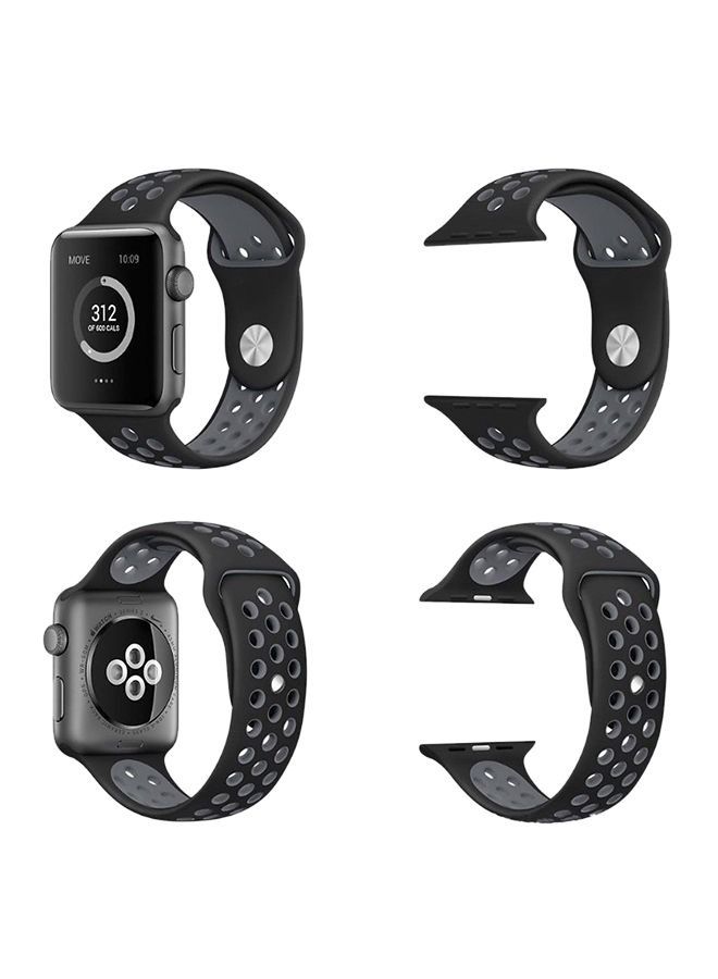 Soft Silicone Sport Strap For Apple Watch 5/6/7 42/44/45mm Black/Grey - Image 4