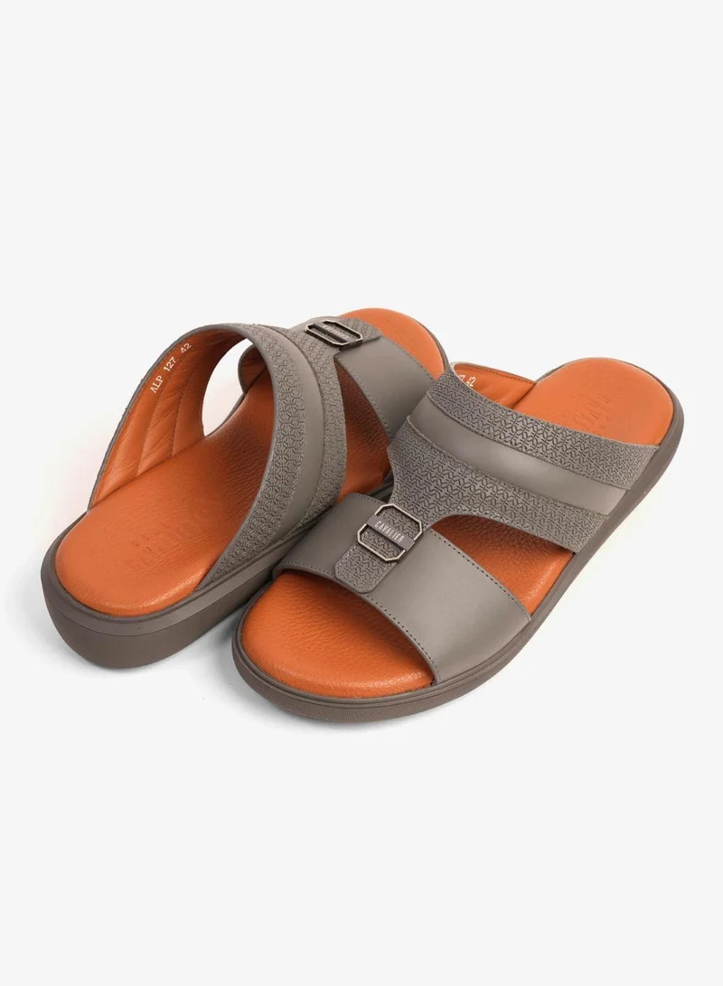 UOMO Cavalier UOMO CAVALIER MEN'S LEATHER TEXTURED SANDALS DARK-GREY