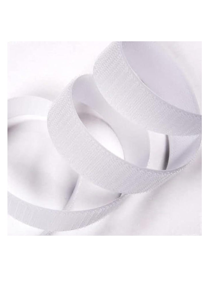 1 × خطاف متر و1 × متر عرض 5 سم حلقة فيلكرو سكوتش مخيطة على شريط لاصق وحلقة شريط لاصق من النايلون غير اللاصق (ابيض) - Image 2