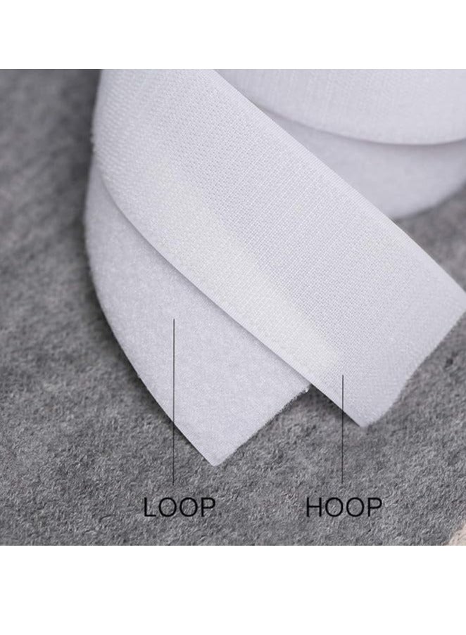 1 × خطاف متر و1 × متر عرض 5 سم حلقة فيلكرو سكوتش مخيطة على شريط لاصق وحلقة شريط لاصق من النايلون غير اللاصق (ابيض) - Image 1