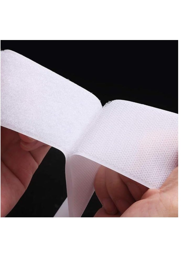 1 × خطاف متر و1 × متر عرض 5 سم حلقة فيلكرو سكوتش مخيطة على شريط لاصق وحلقة شريط لاصق من النايلون غير اللاصق (ابيض) - Image 3