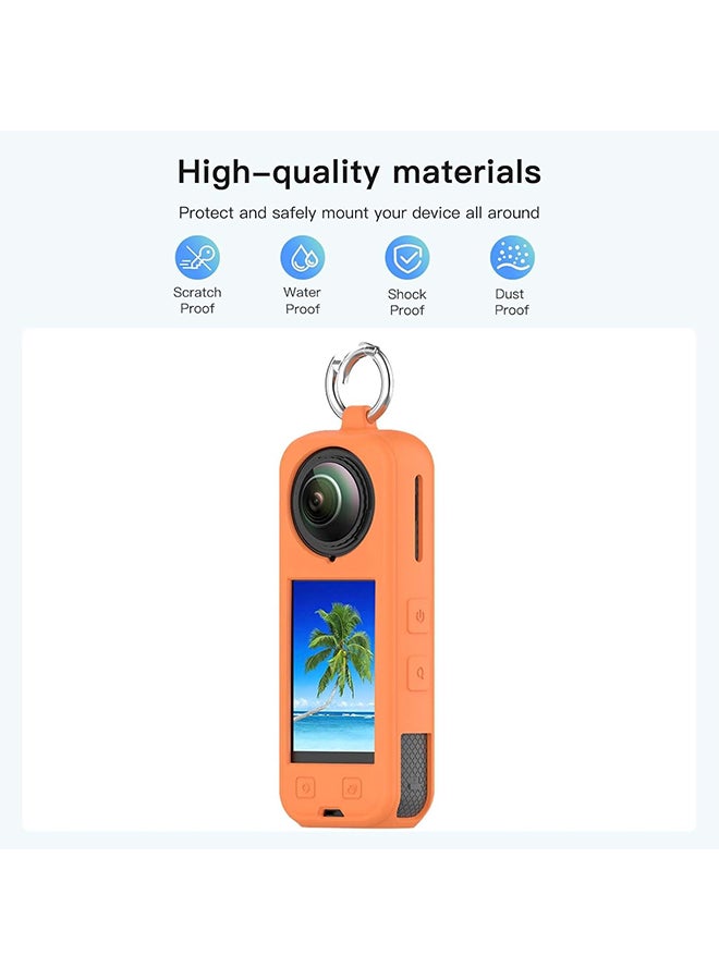 O Ozone Compatible Case for Insta360 X5 | Silicone Carrying Case  Anti-drop Protective Accessories Cover for Insta360 X5 Action Camera Accessories- Orange - Image 2