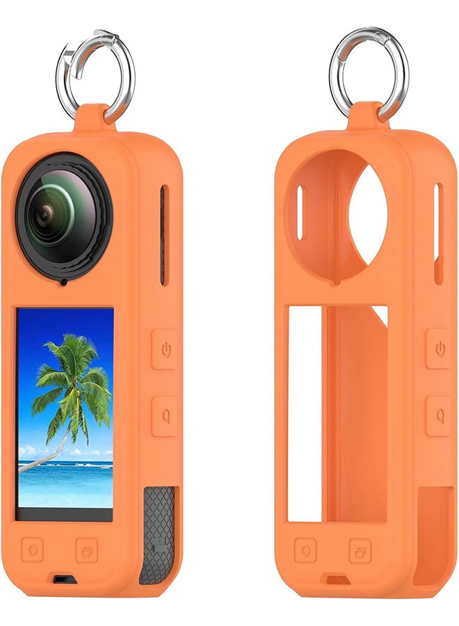 O Ozone Compatible Case for Insta360 X5 | Silicone Carrying Case  Anti-drop Protective Accessories Cover for Insta360 X5 Action Camera Accessories- Orange - Image 1