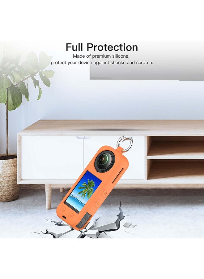O Ozone Compatible Case for Insta360 X5 | Silicone Carrying Case  Anti-drop Protective Accessories Cover for Insta360 X5 Action Camera Accessories- Orange - Image 4