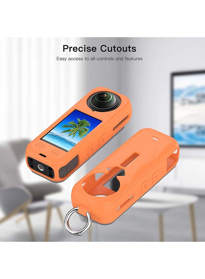 O Ozone Compatible Case for Insta360 X5 | Silicone Carrying Case  Anti-drop Protective Accessories Cover for Insta360 X5 Action Camera Accessories- Orange - Image 3