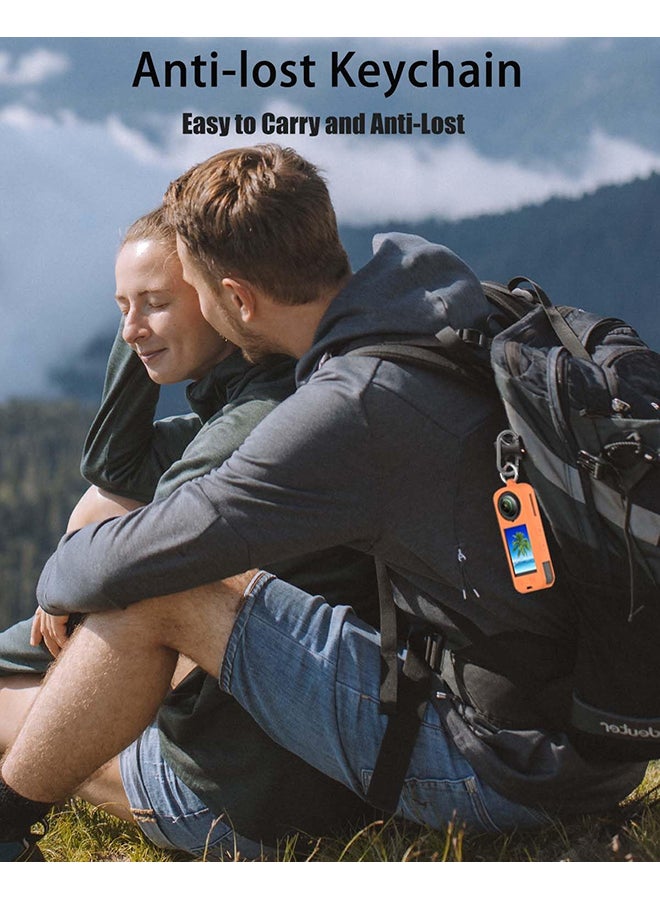 O Ozone Compatible Case for Insta360 X5 | Silicone Carrying Case  Anti-drop Protective Accessories Cover for Insta360 X5 Action Camera Accessories- Orange - Image 5